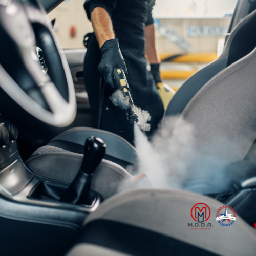 Limpieza de interiores de automóviles con vapor premium